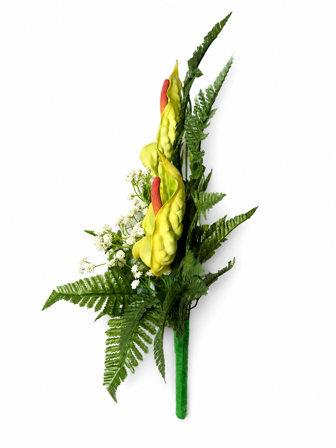 Fiori artificiali per cimitero mazzo con 7 Anthurium in silicone - immagine 3
