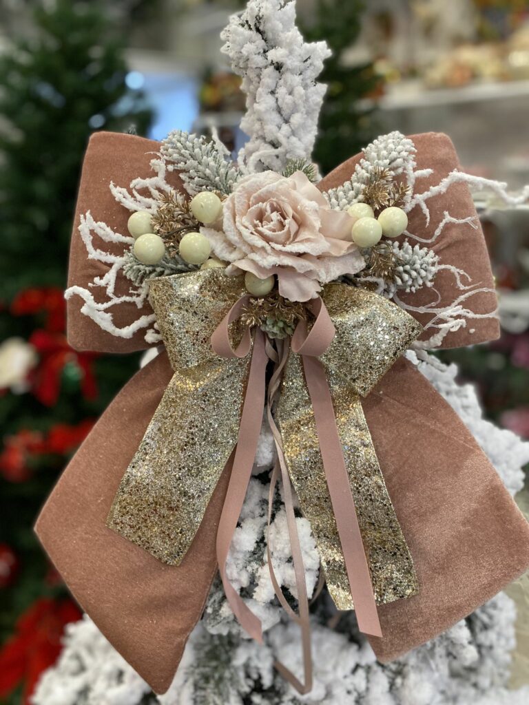 FIOCCO IN VELLUTO CIPRIA CON ROSA cm 40