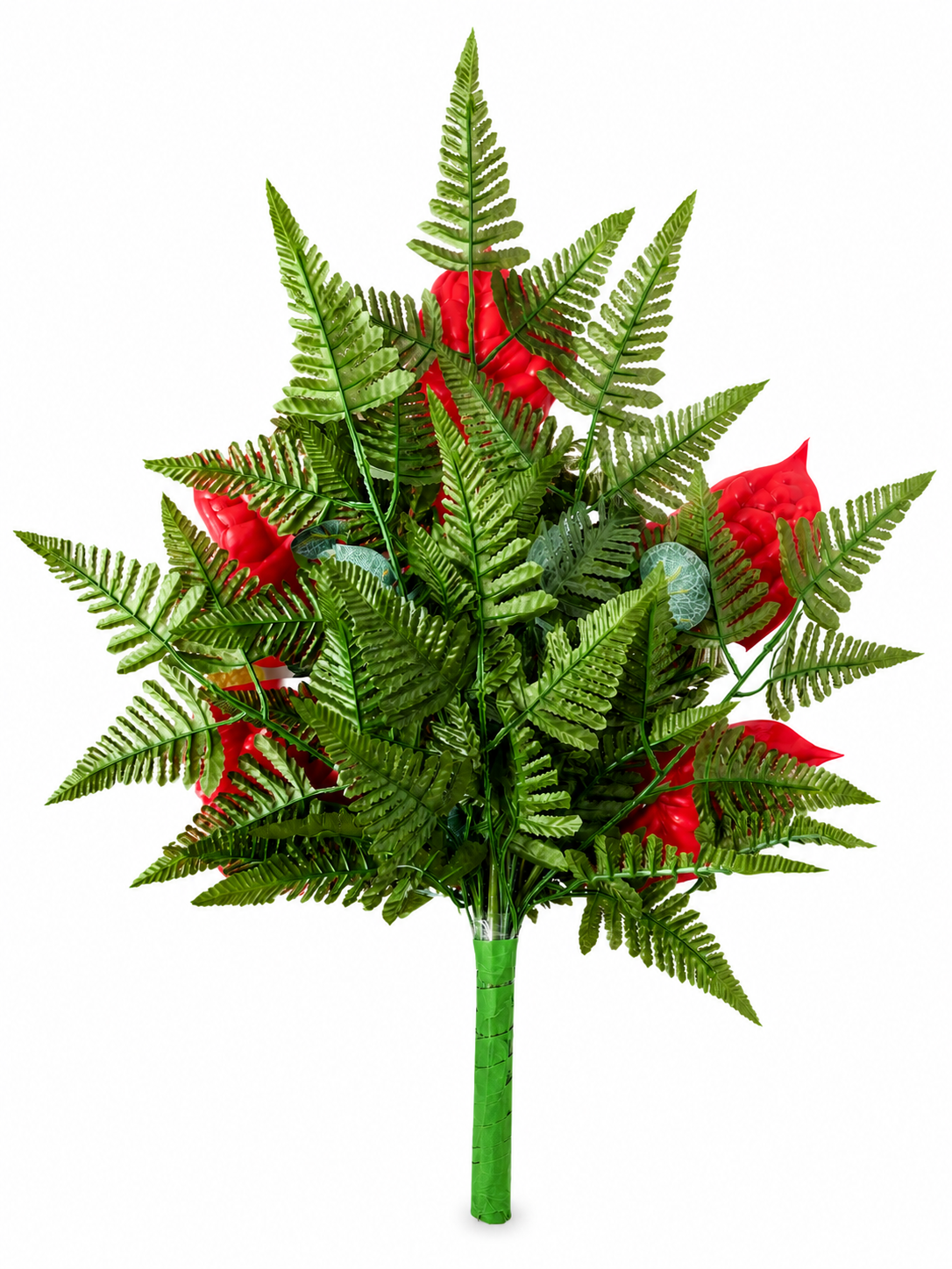 Fiori artificiali per cimitero mazzo con sei anthurium rossi - immagine 4