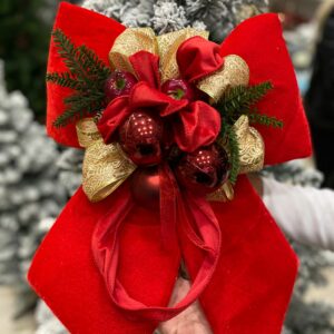 24 Fiocchi Di Natale In Velluto Rosso Vintage 13x18 Cm - Per Albero, Ghirlande, Regali E Decorazioni Fatte A Mano