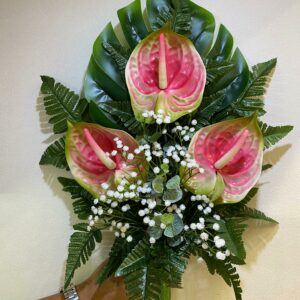Fiori artificiali per cimitero mazzo  con anthurium