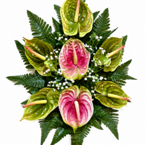 Fiori artificiali per cimitero mazzo con 7 Anthurium in silicone