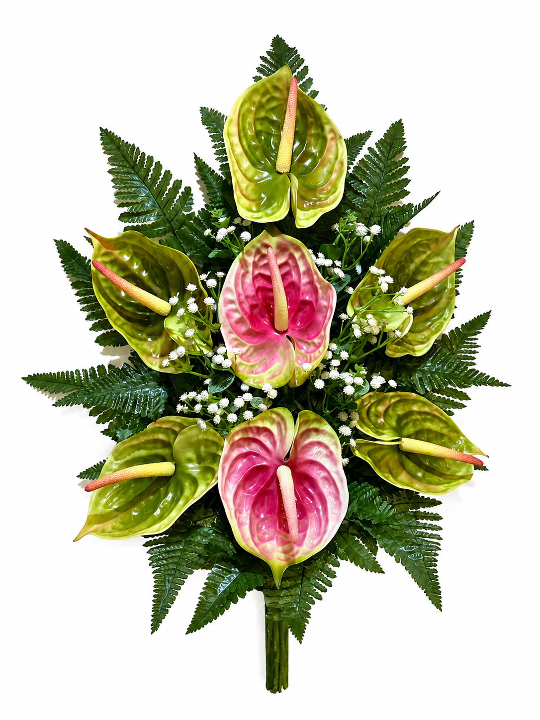 Fiori artificiali per cimitero mazzo con 7 Anthurium in silicone