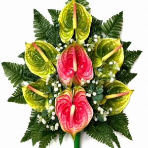 Fiori artificiali per cimitero mazzo con 7 Anthurium in silicone