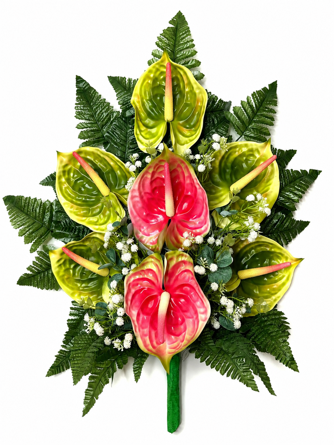Fiori artificiali per cimitero mazzo con 7 Anthurium in silicone