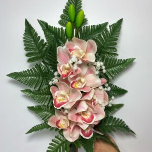 Fiori artificiali per cimitero mazzo con orchidea rosa