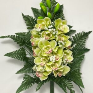 Fiori artificiali per cimitero mazzo con doppia orchidea verde