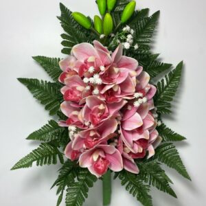 Fiori artificiali per cimitero mazzo con doppia orchidea in silicone beauty