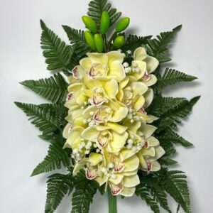 Fiori artificiali per cimitero mazzo con doppia orchidea gialla