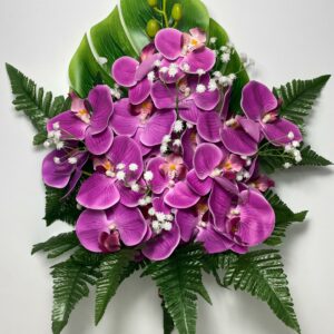 Fiori artificiali per cimitero mazzo con  phalaenopsis