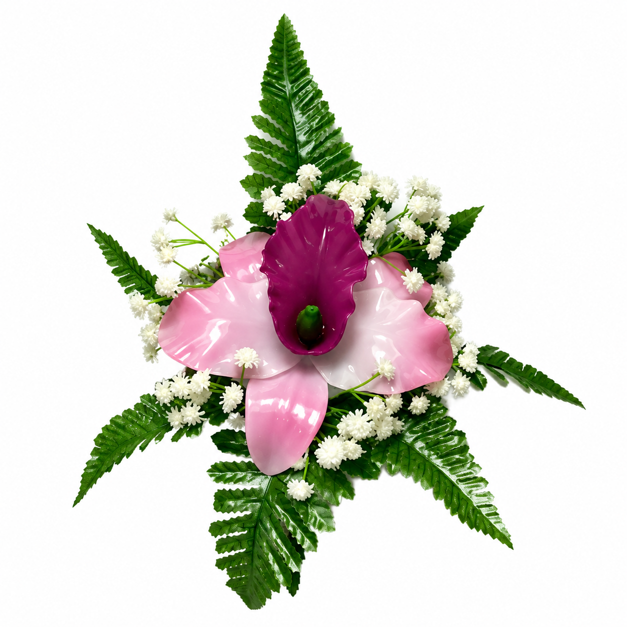 Mazzetto monofiore fiore in vetroresina Catleya Lavander - per cimitero e loculi