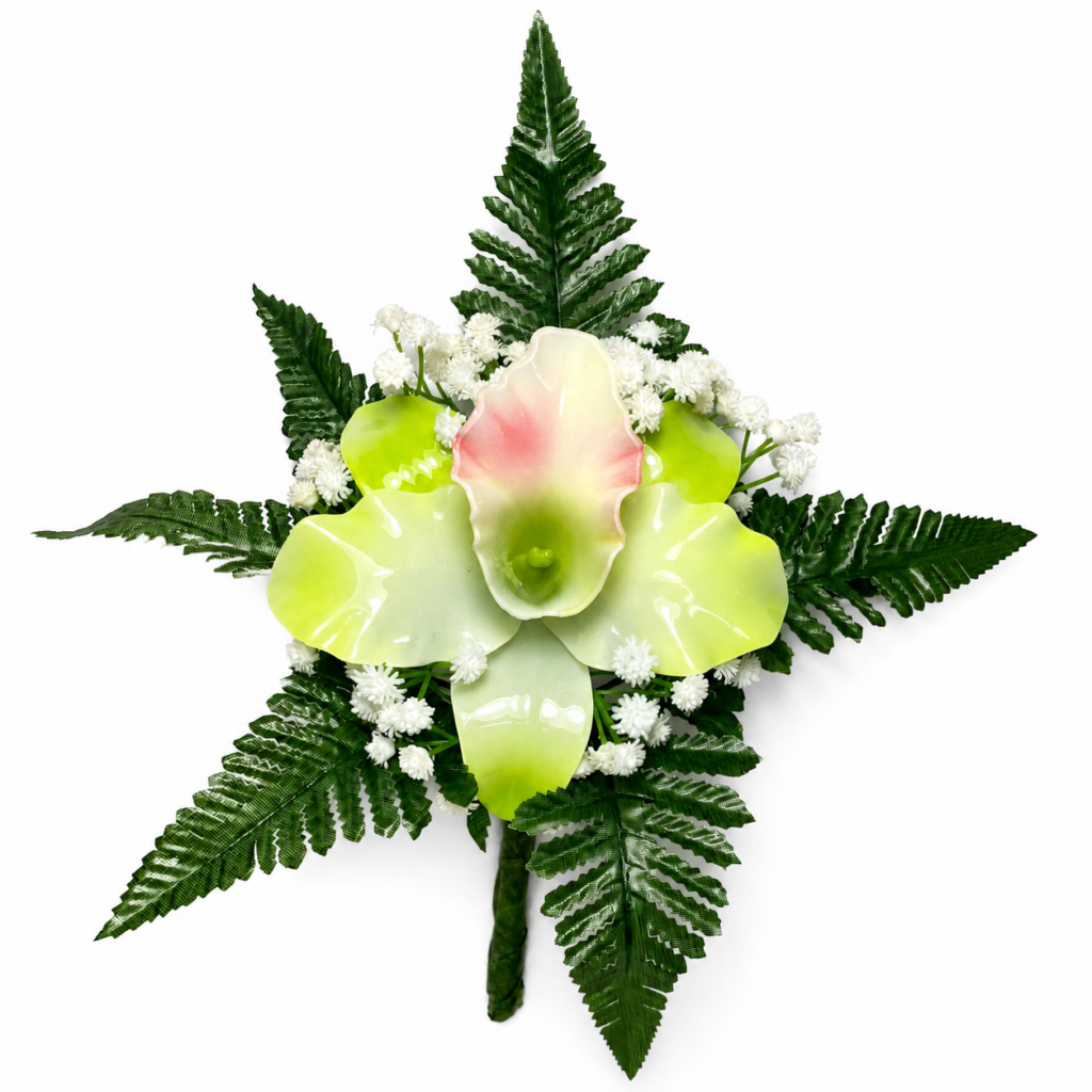 Fiori artificiali in vetroresina mazzo monofiore con catleya verde chiaro