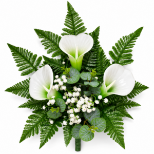 Fiori artificiali per cimitero mazzo con calle in vetroresina bianche
