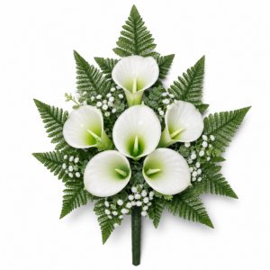 Fiori artificiali per cimitero mazzo con sei calle in vetroresina bianche