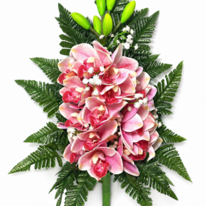 Mazzo di orchidee artificiali in silicone beauty per cimitero – elegante e realistico