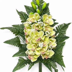 Mazzo di orchidee artificiali in silicone verde per cimitero – elegante e realistico