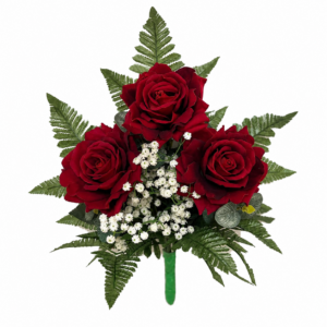 Mazzo di rose rosse artificiali per cimitero e loculi