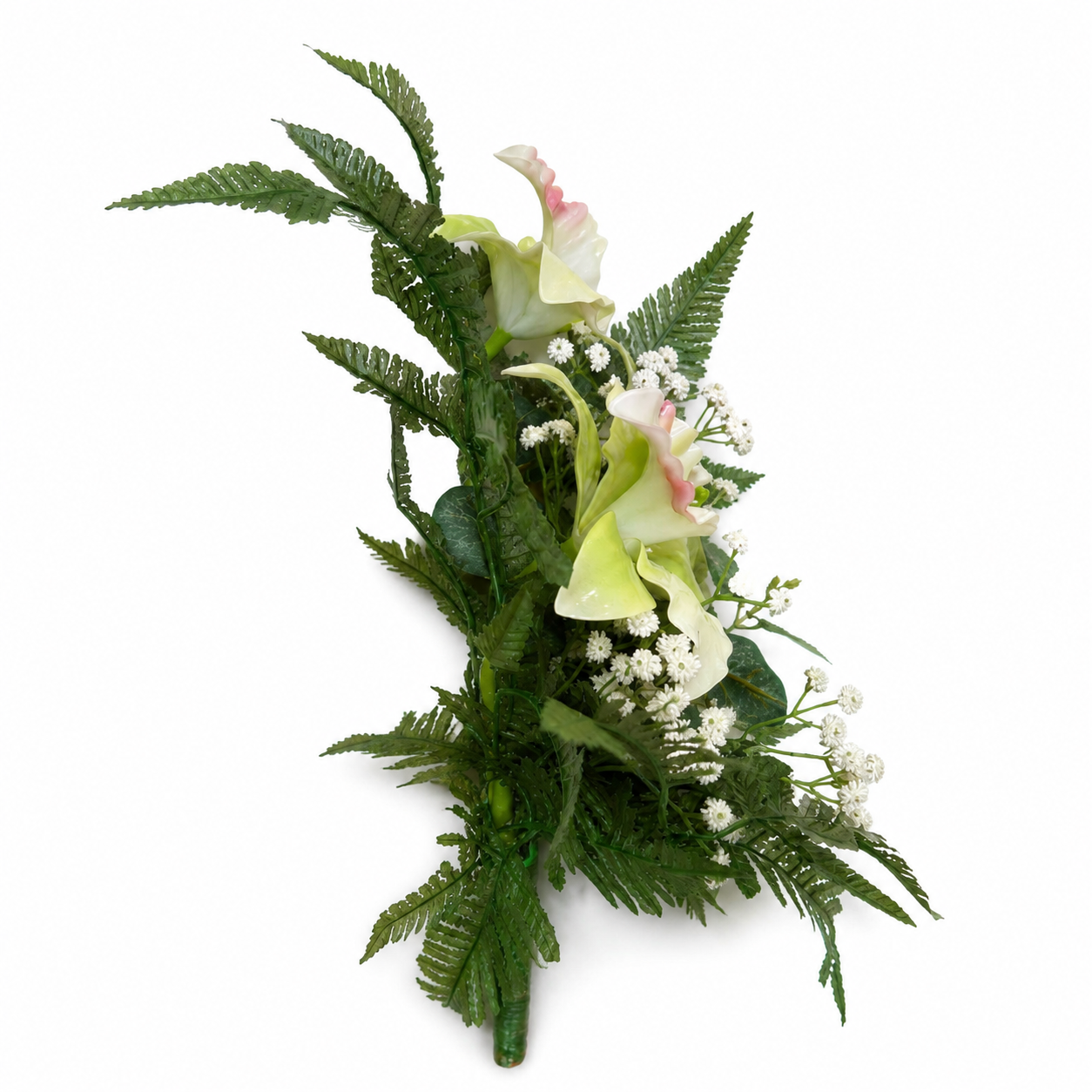 Mazzo di fiori artificiali per cimitero con quattro catleya vetroresina green - immagine 4