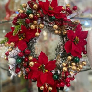 GHIRLANDA NATALIZIA CON STELLE DI NATALE ROSSE Ø 25