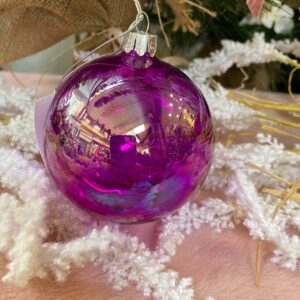 Box 4 Palline di Natale in vetro Lilla effetto specchio Ø 8 cm