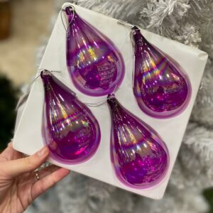 Box 4 Palline di Natale in vetro Lilla effetto specchio Ø 6 h 11 cm