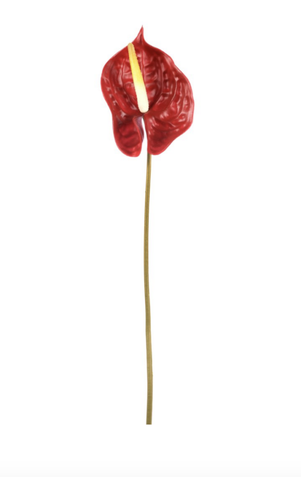 Fiore Artificiale Anthurium in silicone rosso con sfumature