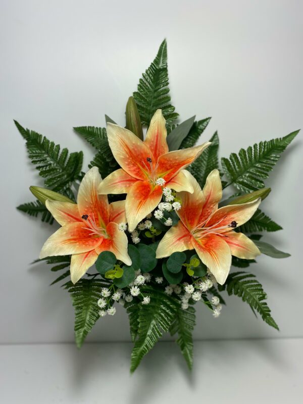 MAZZO CON FIORI ARTIFICIALI 3 LILIUM ARANCIO CON SFUMATURE