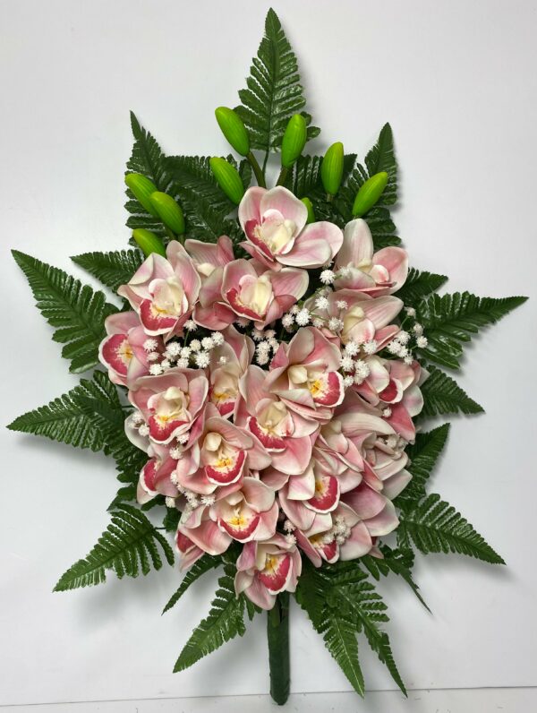 Fiori artificiali per cimitero mazzo con orchidee rosa con sfumature