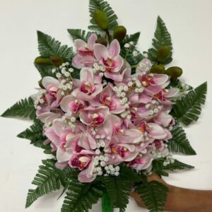 Fiori artificiali per cimitero mazzo con orchidee rosa con sfumature