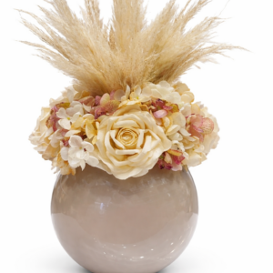 Centrotavola fiori artificiali panna con pampas Ø 33