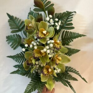 Fiori artificiali per cimitero mazzo di orchidea in silicone verde scuro