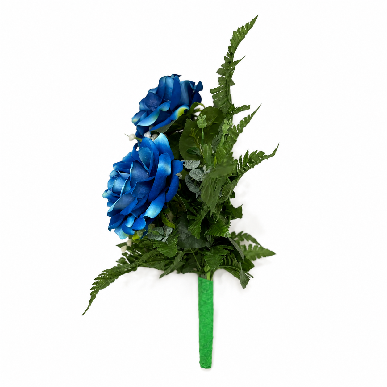 Mazzo di rose blu artificiali per cimitero e loculi - immagine 4