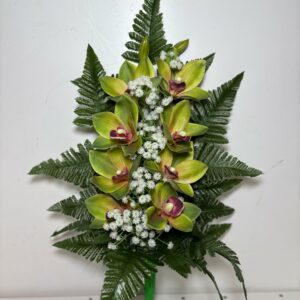 Fiori artificiali per cimitero mazzo di orchidea in tessuto e silicone verde