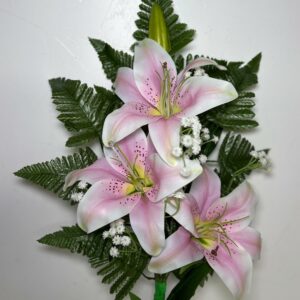Fiori artificiali per cimitero mazzo con Lilium Rosa