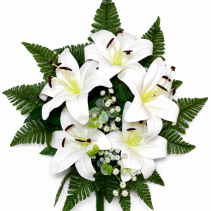Fiori artificiali per cimitero mazzo con Lilium bianchi