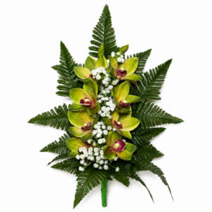 Mazzo Fiori artificiali per cimitero con orchidea verde