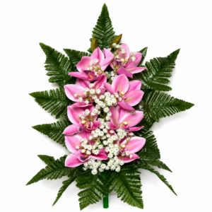 Mazzo Fiori artificiali per cimitero con orchidea Rosa