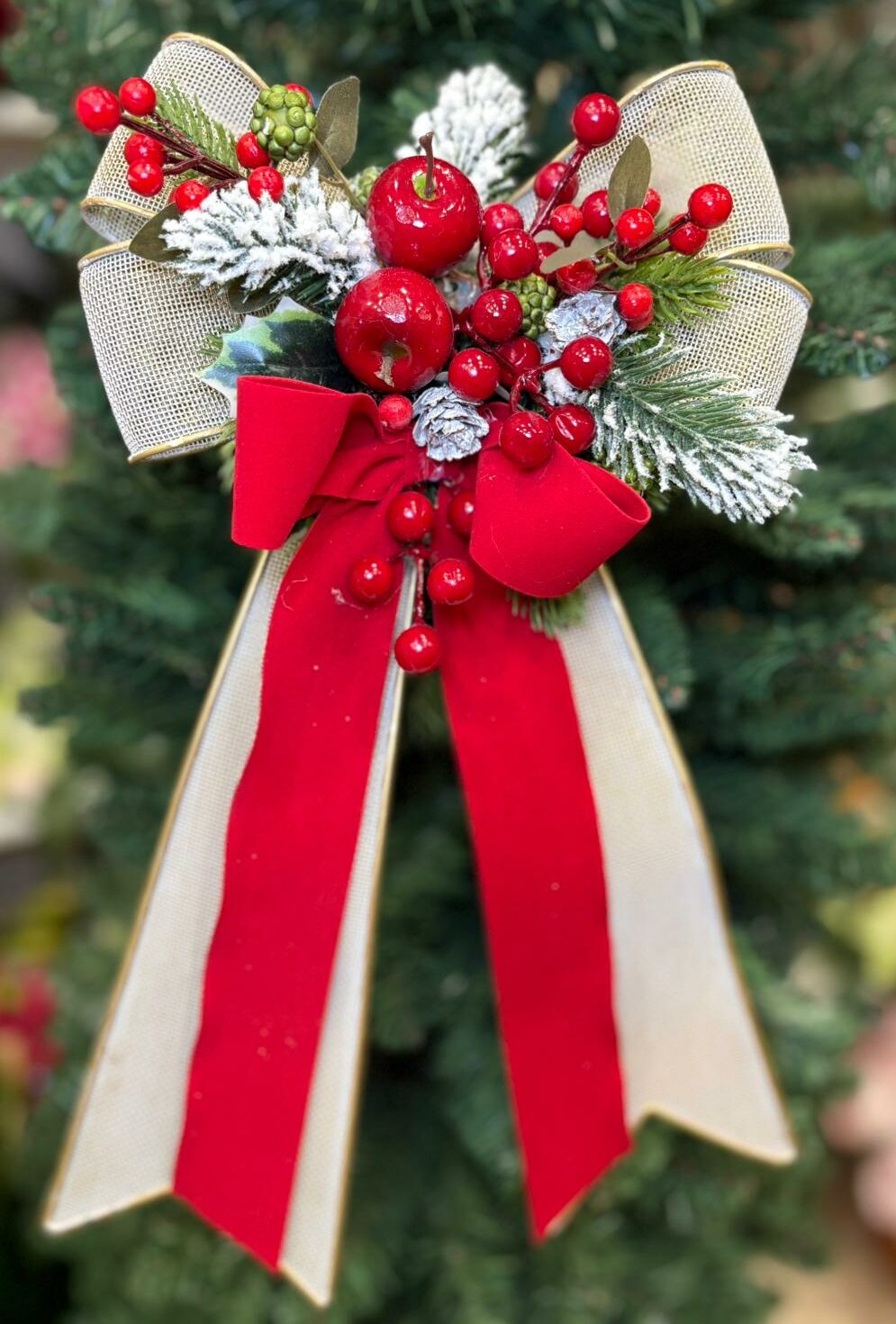 FIOCCO NATALIZIO IN METALLO CON DECORAZIONI h 35 cm