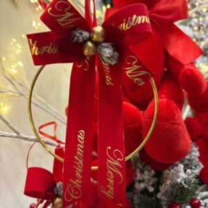 Fiocco natalzio con scritta Merry Christmas con cerchietto oro ⌀ 12