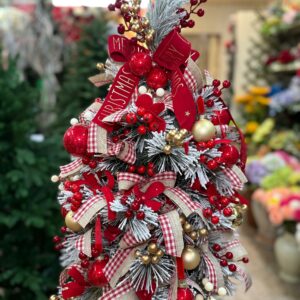 ALBERELLO NATALE INNEVATO CON DECORAZIONI ROSS STILE COUNTRY h cm 70