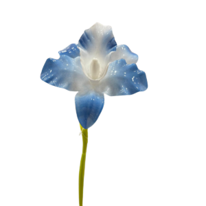 Fiore artificiale in vetroresina orchidea cattleya blu con sfumature