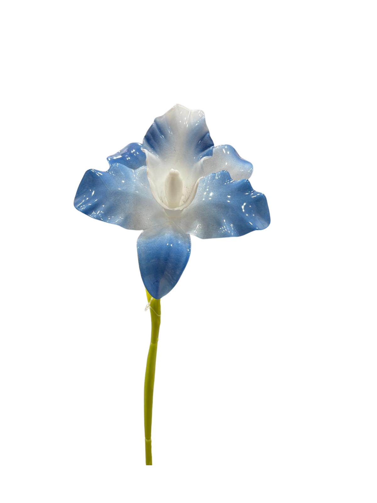 Fiore artificiale in vetroresina orchidea cattleya blu con sfumature