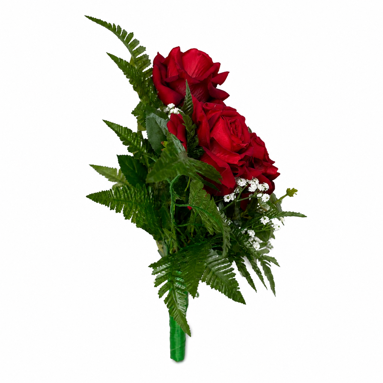 Mazzo di rose rosse artificiali per cimitero e loculi - immagine 2