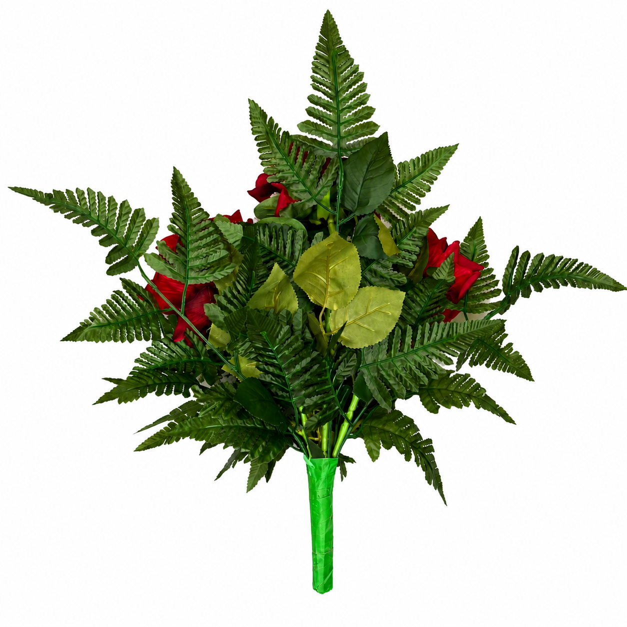 Mazzo di rose rosse artificiali per cimitero e loculi - immagine 3
