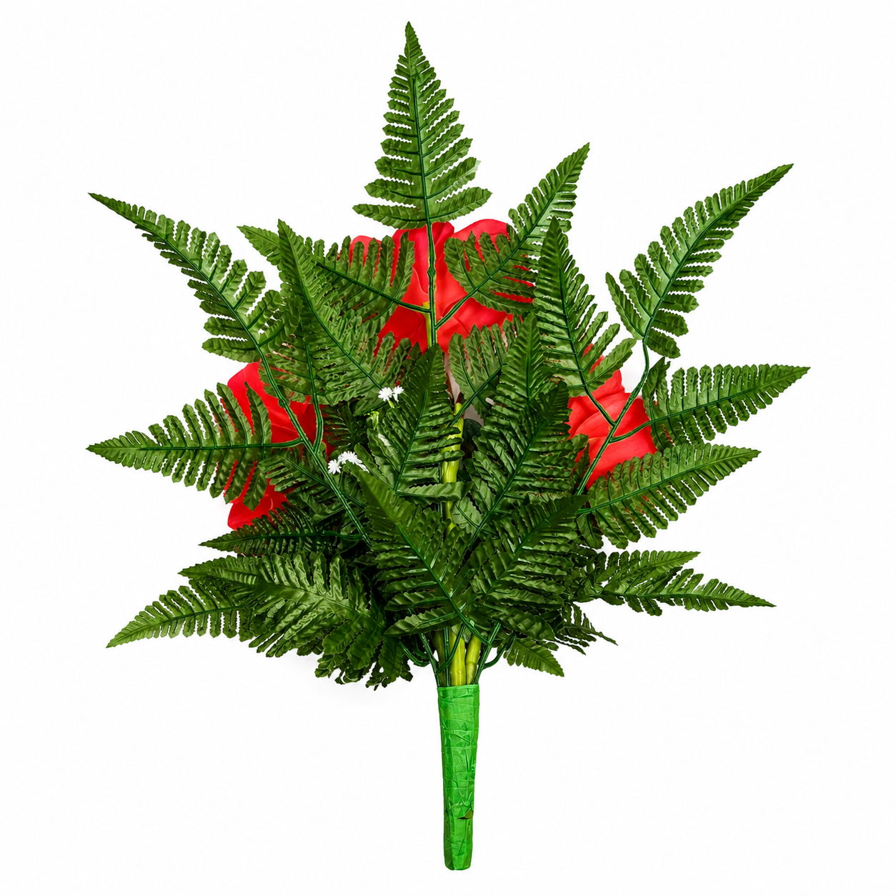 Mazzo di fiori artificiali per cimitero con tre catleya vetroresina Red - immagine 3