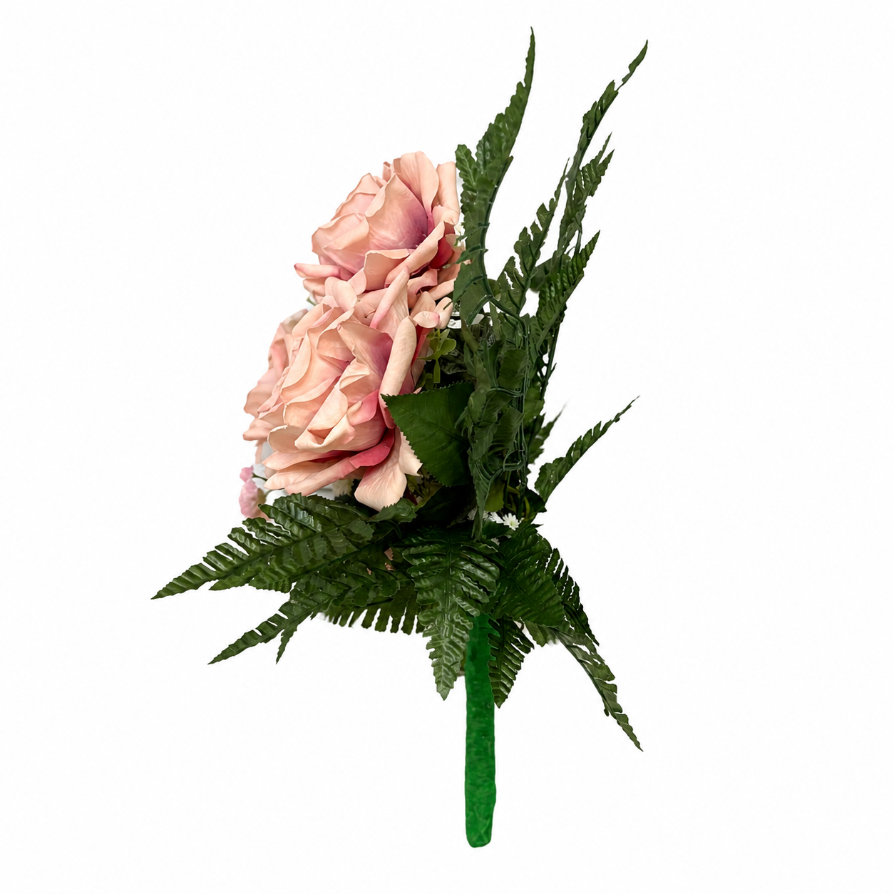 Mazzo di rose rosa artificiali per cimitero e loculi - immagine 3