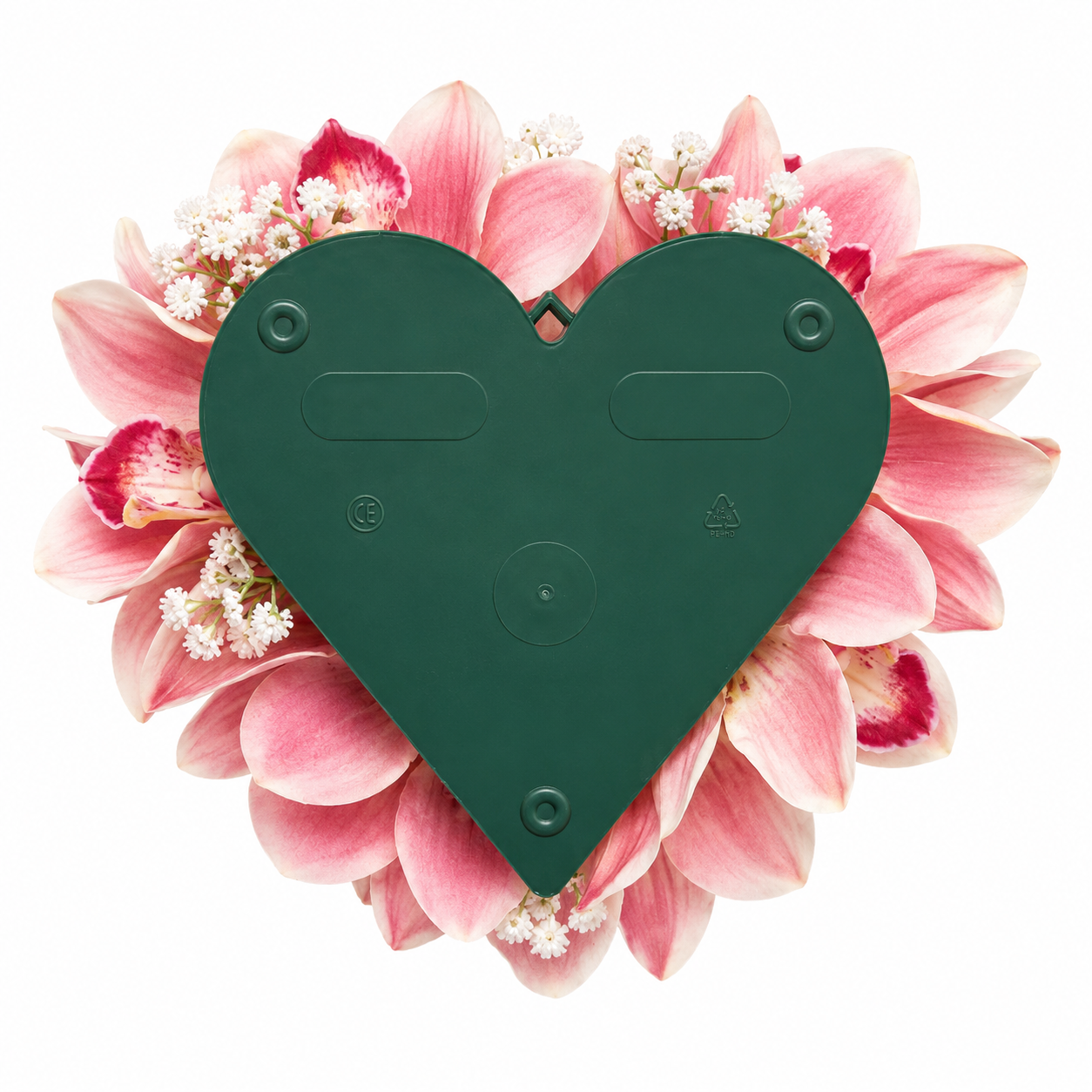Cuore con fiori artificiali , orchidee in silicone rosa - immagine 2