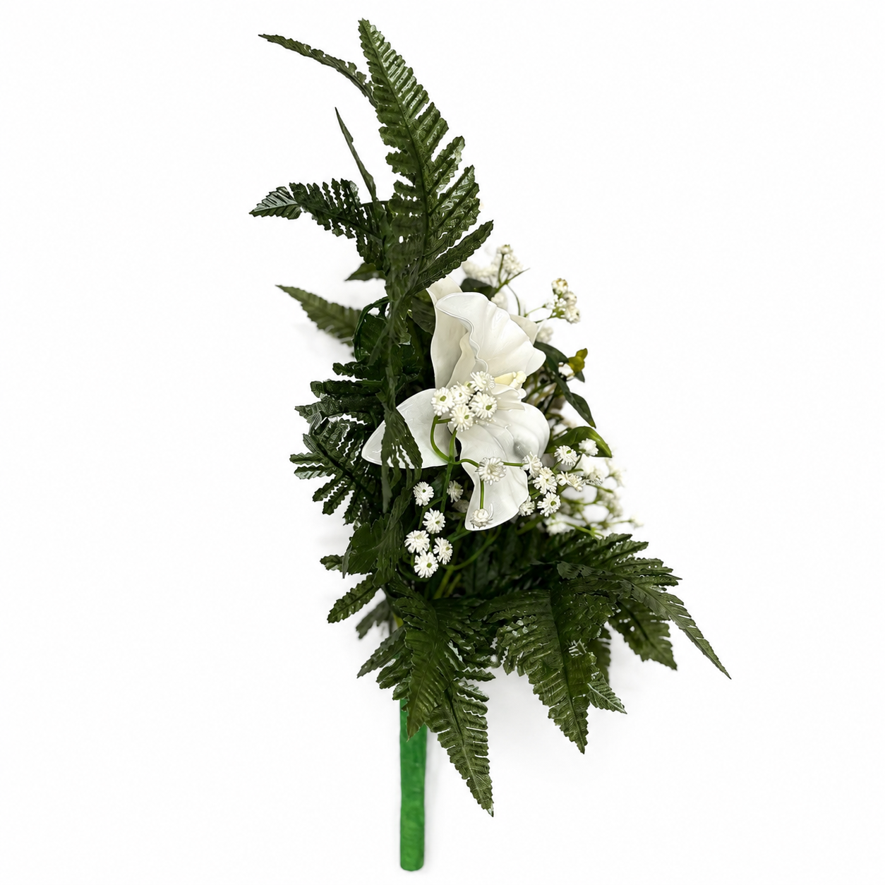 Mazzo di fiori artificiali in vetroresina per cimitero - tre catleya white - immagine 2