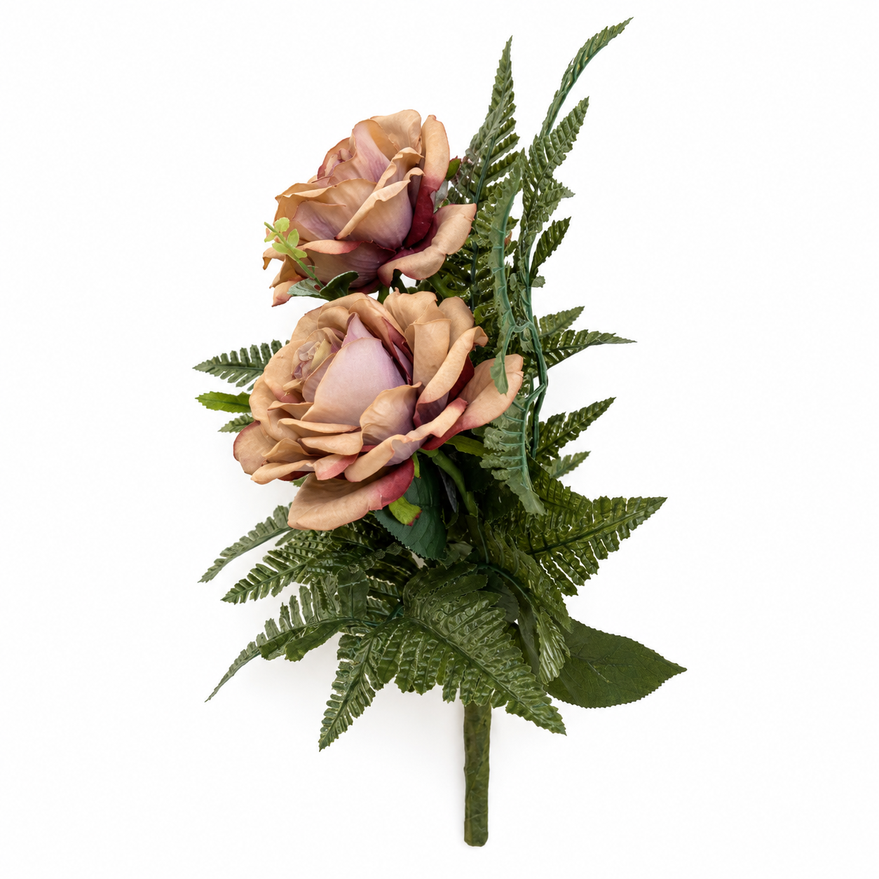Mazzo di rose tortora artificiali per cimitero e loculi - immagine 4