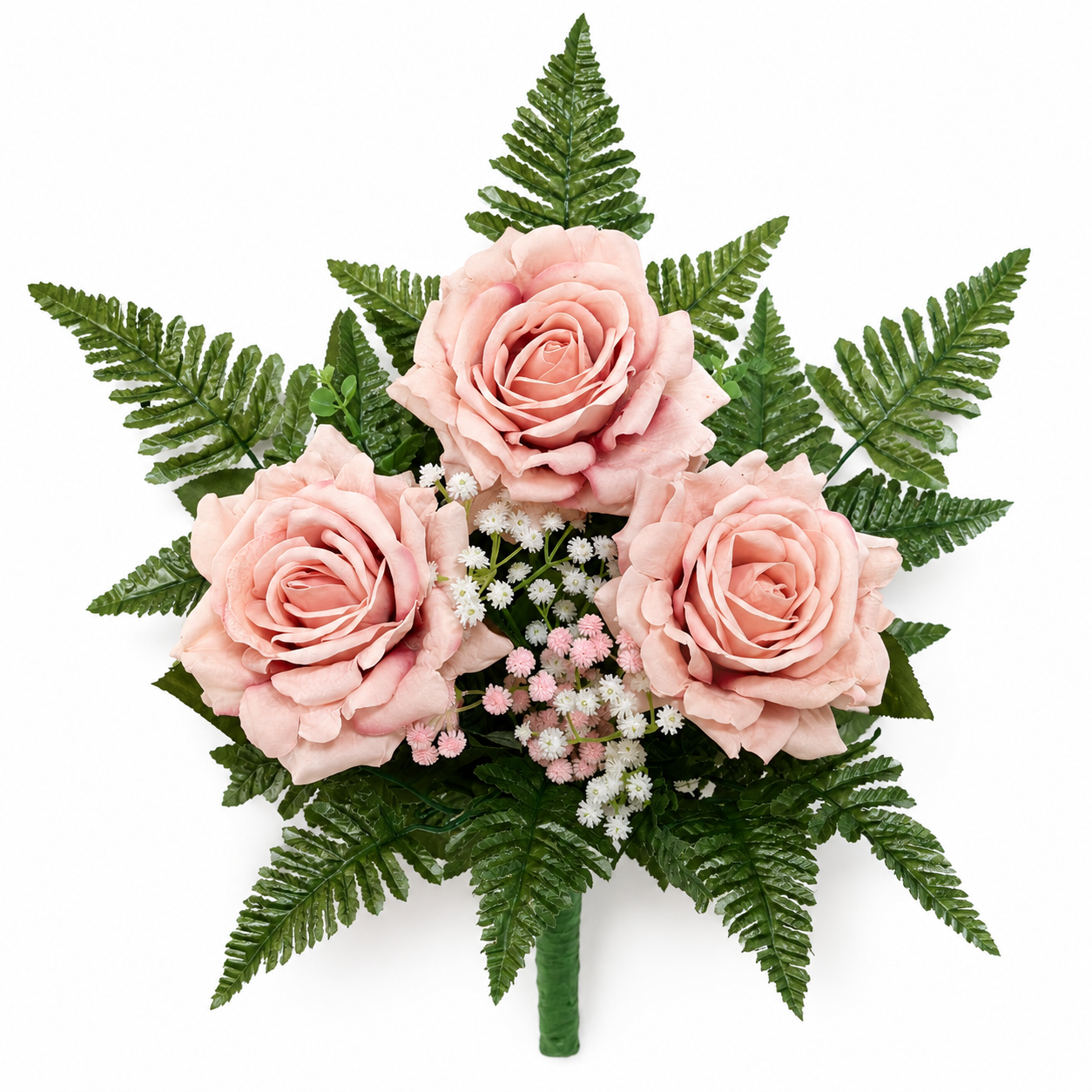 Mazzo di rose rosa artificiali per cimitero e loculi